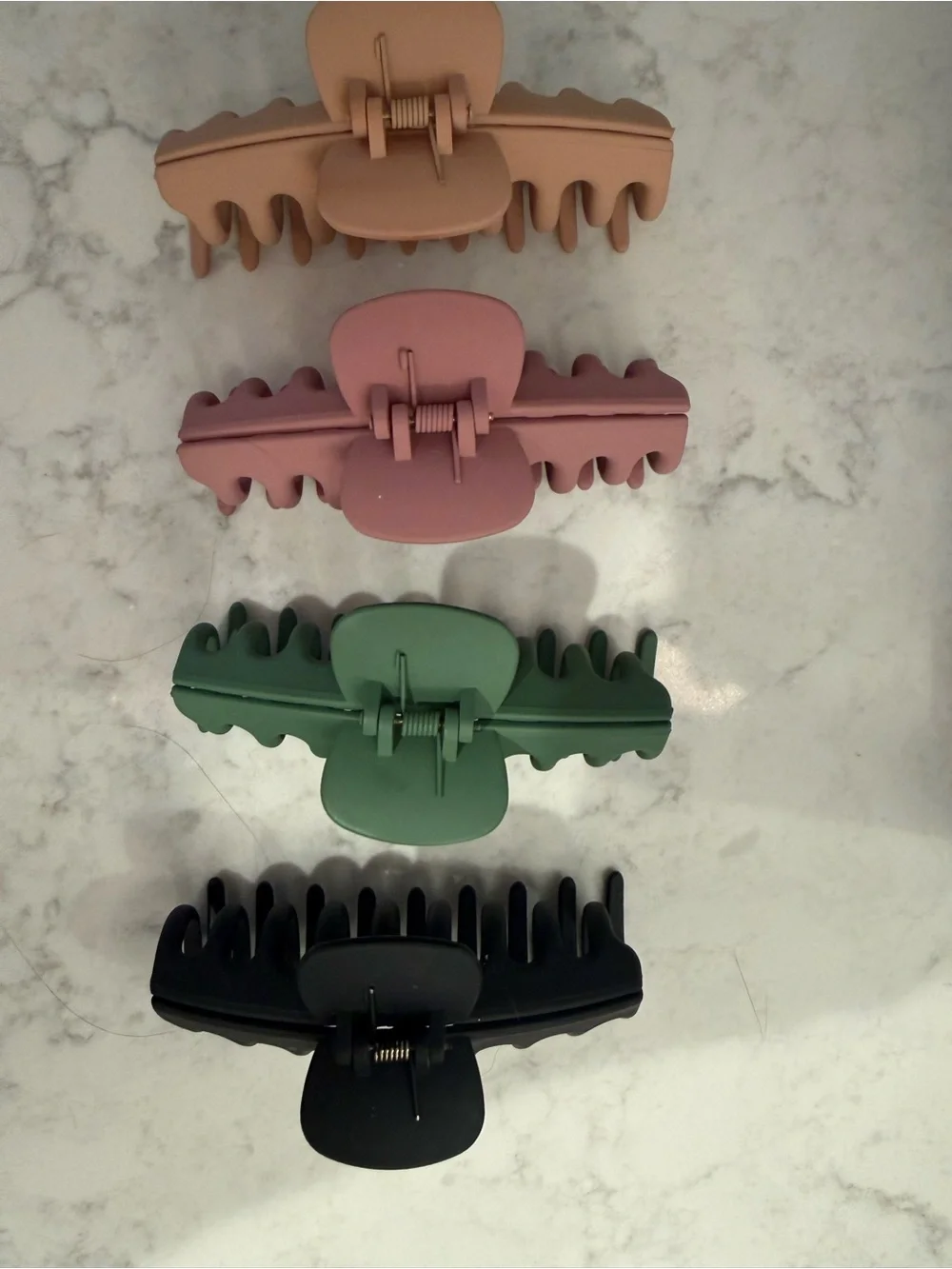 Women Matte Hair Claw Clip - Set of 4 (Peach, Mauve, Green, Black)